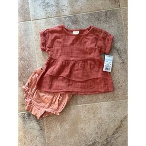 Cat & Jack Baby Girl's 2-Piece Short Sleeve Floral Gauze Shorts Set Sz 18M NWT